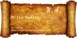 Milla Amália névjegykártya